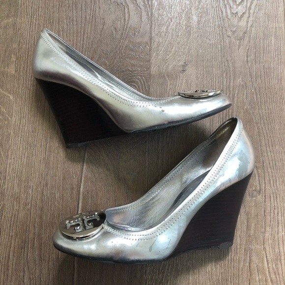silver wedges closed toe